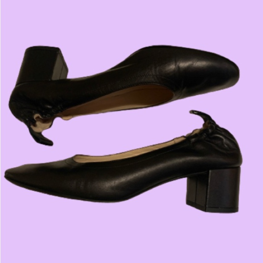 Everlane Black Leather Everyday Heel Size 8